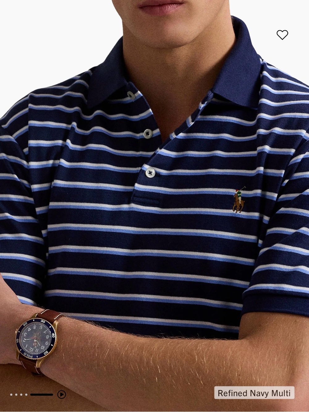 Ralph Lauren Navy and Light Blue Striped Polo Shirt